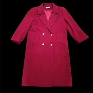 Forecaster of Boston Red Preppy Wool Boot Length Long Coat Lined Vtg Size 9/10